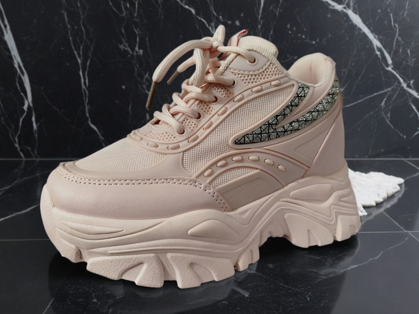 Snakey Pink Sneaker For Women