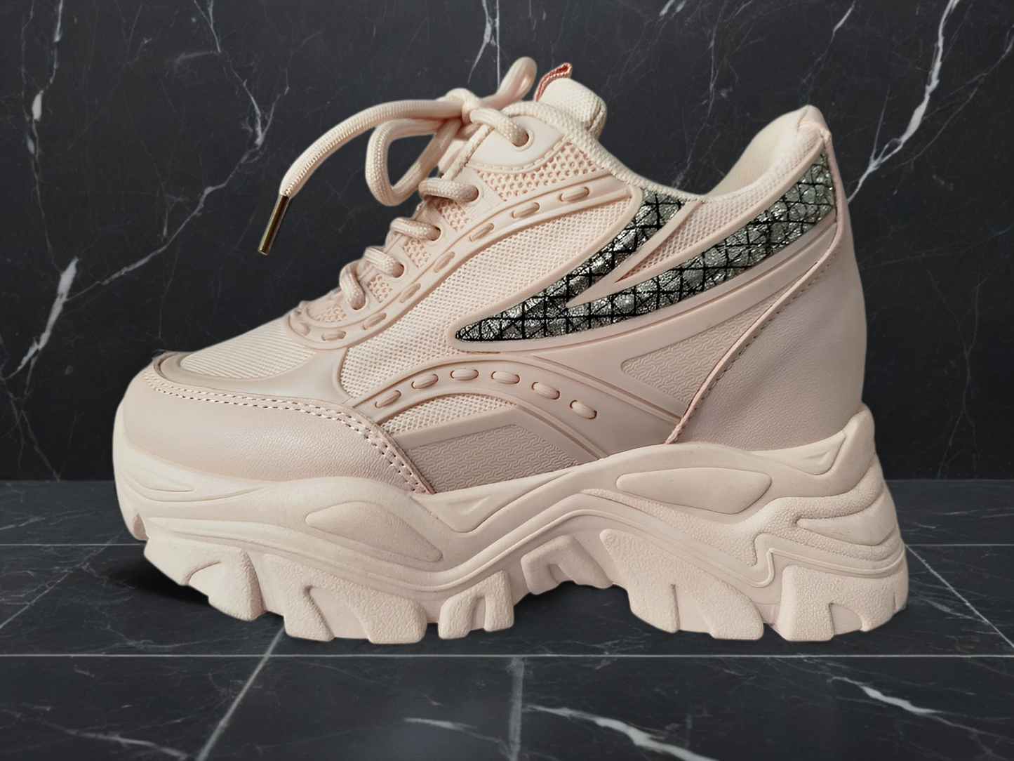 Snakey Pink Sneaker For Women